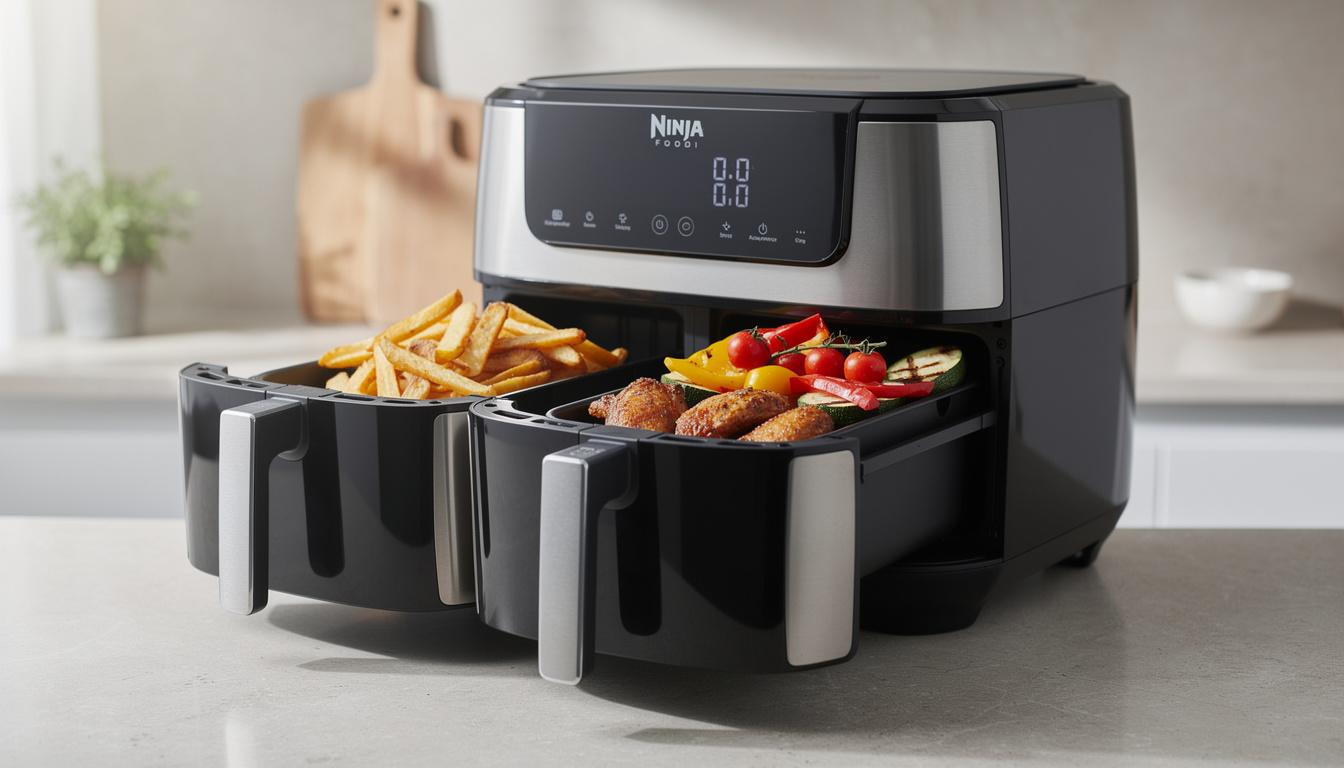 découvrez notre avis complet sur la friteuse sans huile ninja foodi dual zone 7,6 l, alliant performance et polyvalence pour une cuisson saine et efficace.