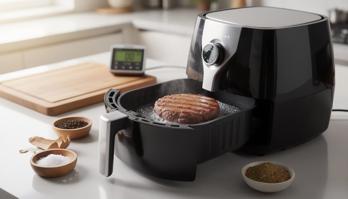 découvrez comment cuire un steak haché congelé dans une air fryer pour obtenir une cuisson parfaite, savoureuse et rapide à chaque fois.